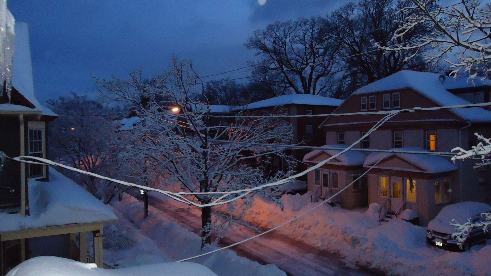 A house porch in winter