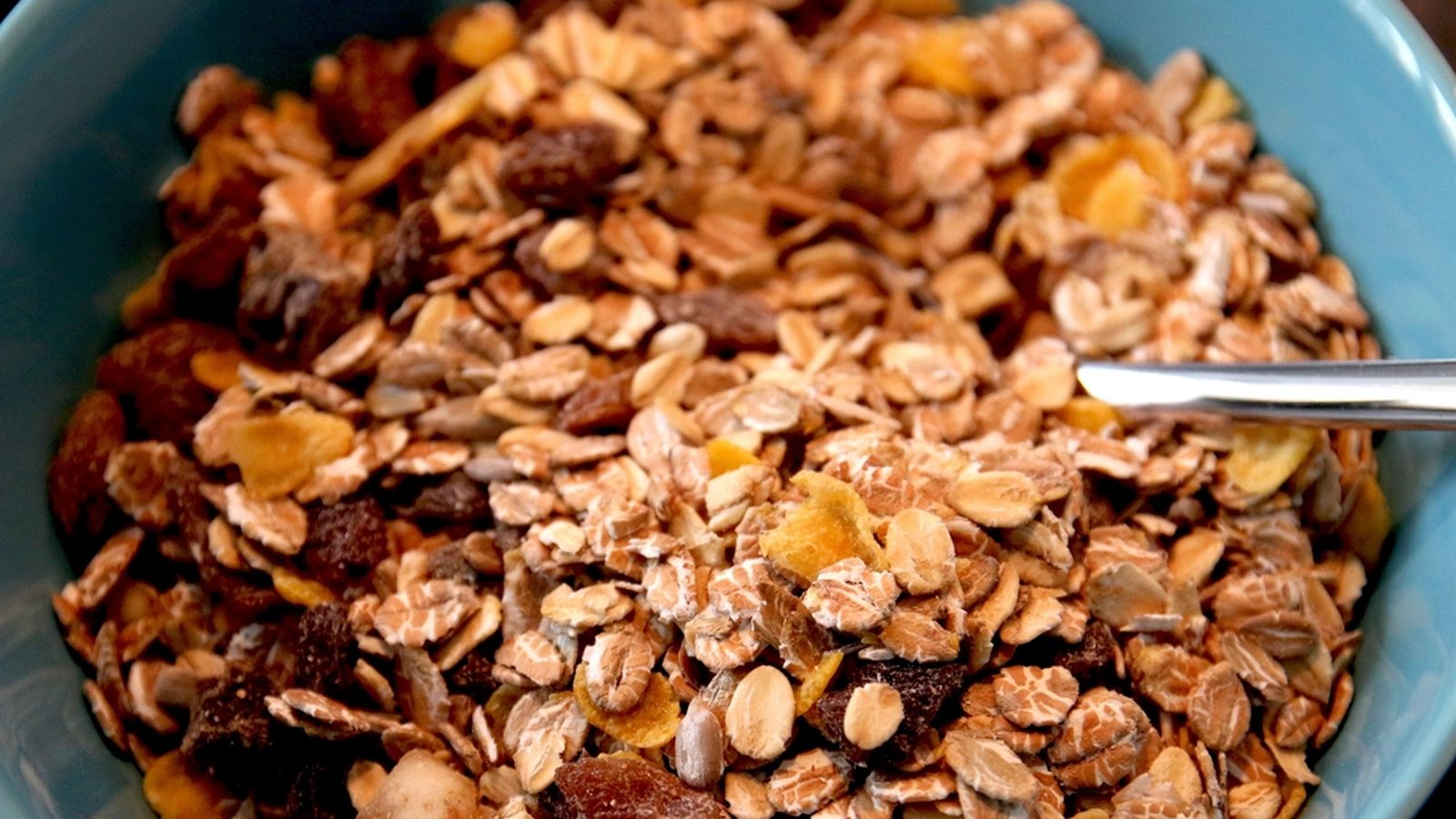 A bowl of oatmeal on a kitchen table